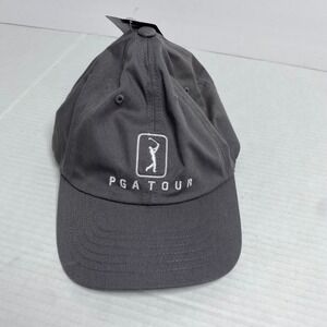 PGA Tour Golf Hat Cap Gray Adjustable Strap Embroidered Logo OS NWT Athleisure